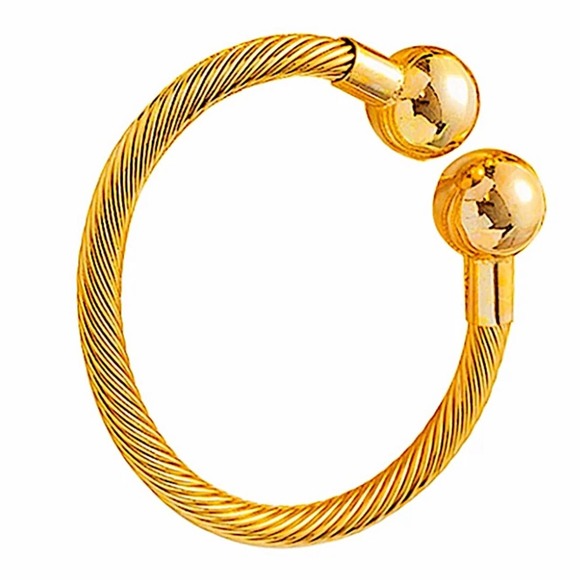 Jewelry - Gold 18K Gold Plated Big Ball Adjustable Size Bangle Bracelet
